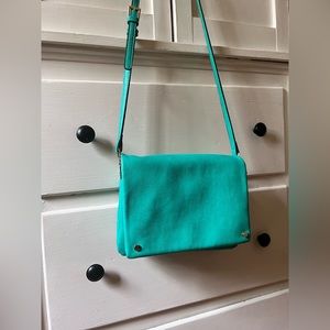 Turquoise faux-leather crossbody bag